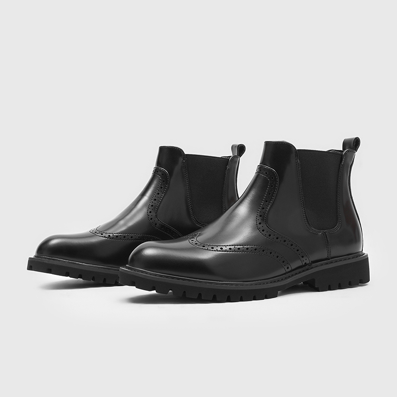 Men Shoes For Wedding - Мужские модные свадебные ботинки челси, черные