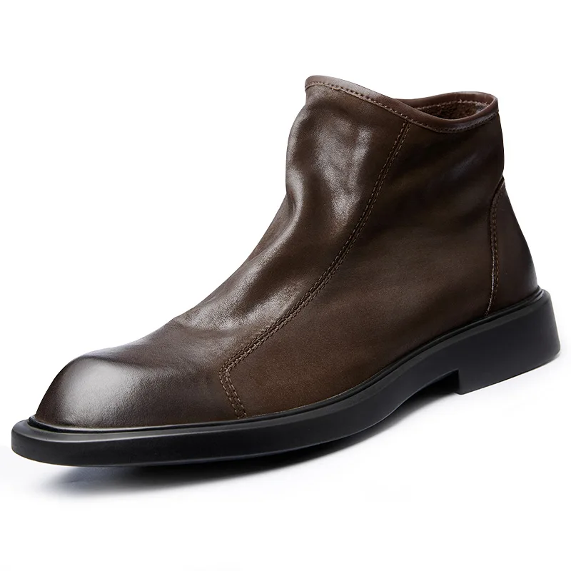Men Shoes For Wedding - Теплые мужские ботинки из натуральной кожи