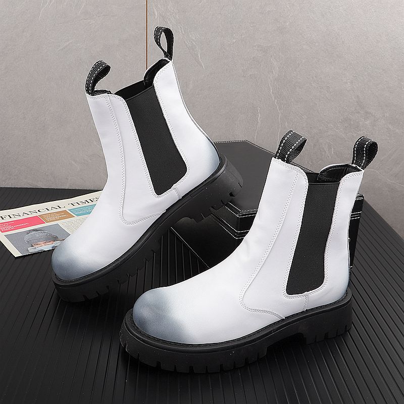 Men Shoes White Colour - Мужские роскошные модные ботинки из натуральной