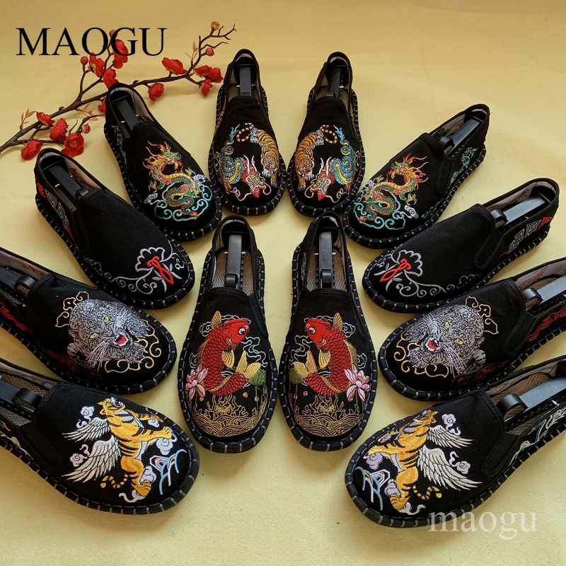Men'S Shoes With Toes - Унисекс-лоферы в китайском стиле с вышивкой,