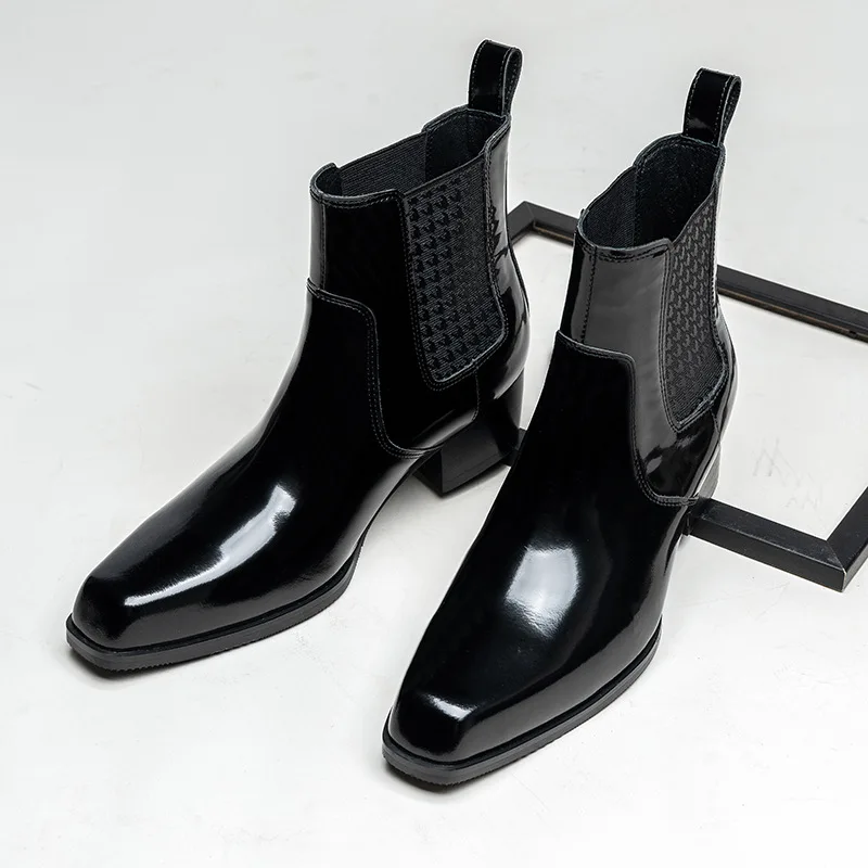 Men Shoes For Wedding - Роскошные мужские ботильоны из лакированной кожи