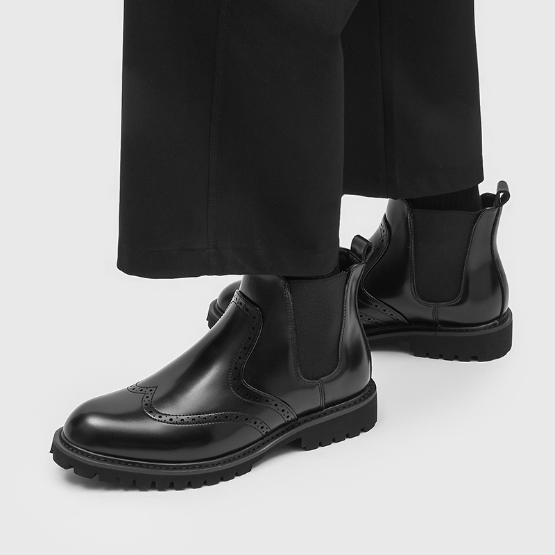 Men Shoes For Wedding - Мужские модные свадебные ботинки челси, черные