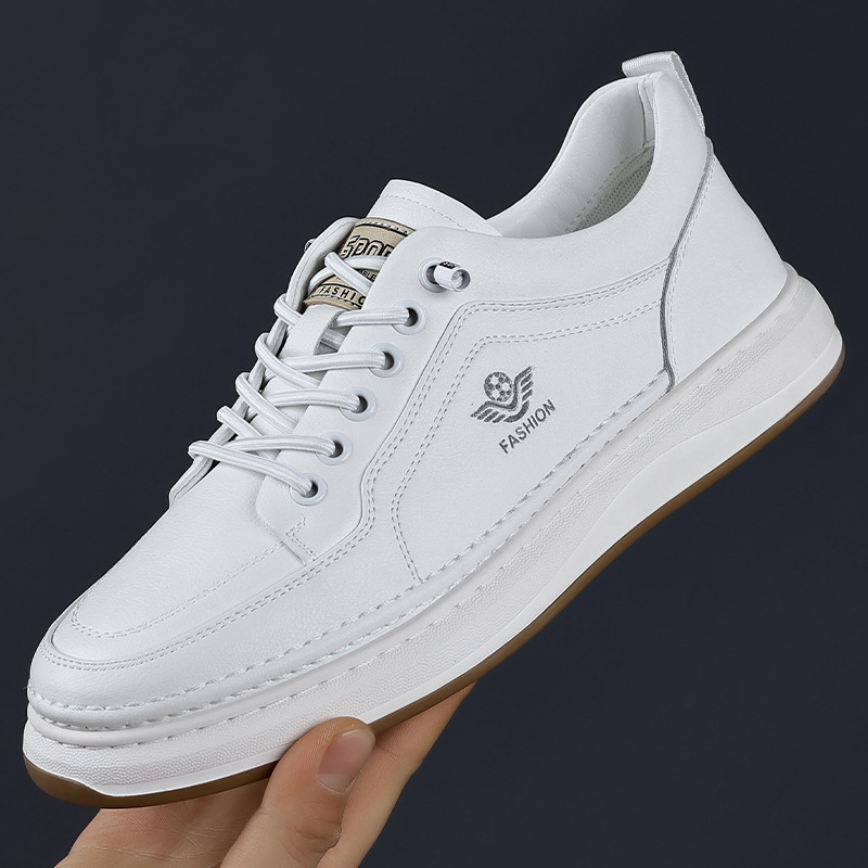 Men Shoes White Colour - Весенне-осенние кроссовки из коровьей кожи для